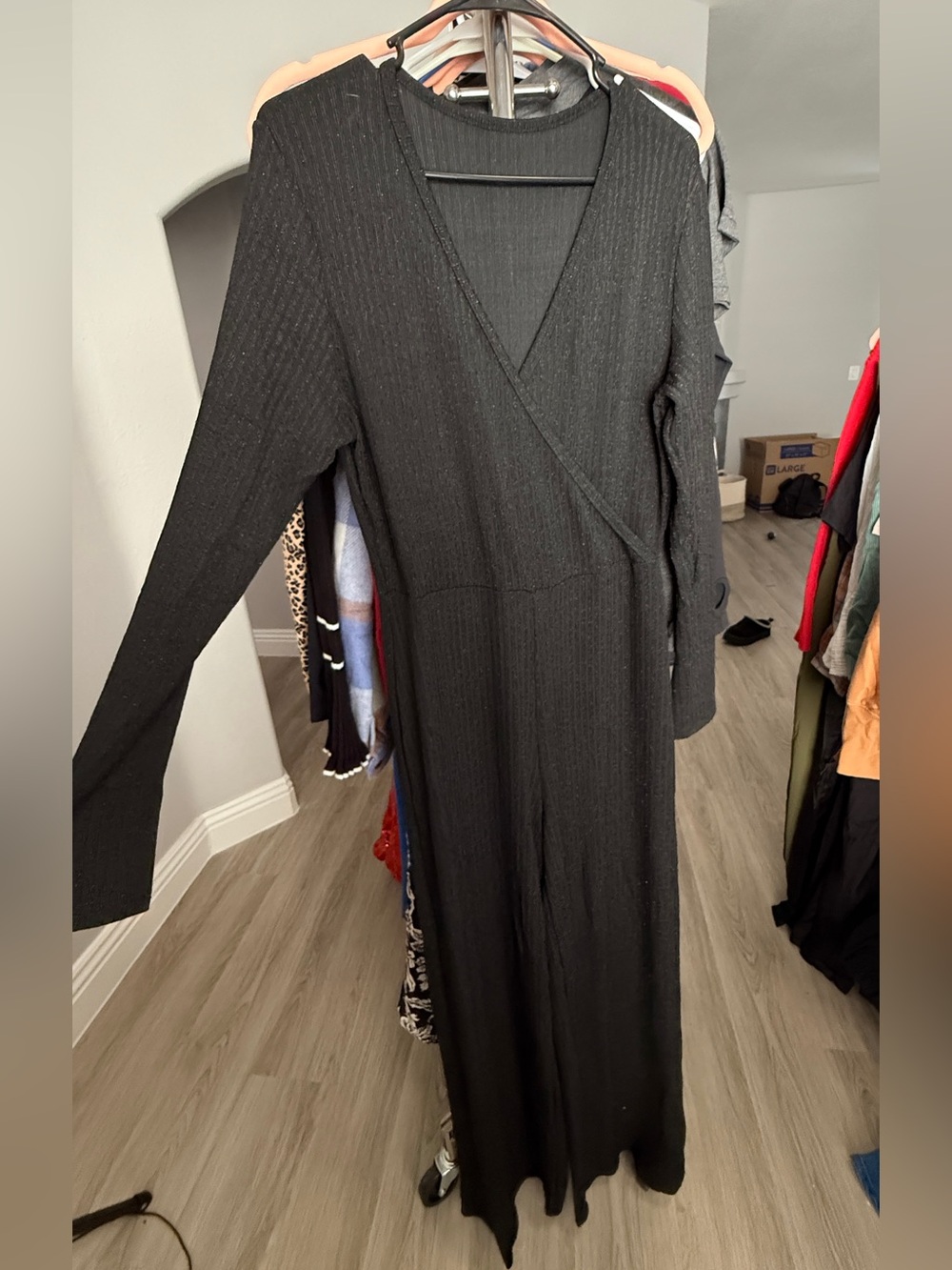 Women’s Black Long Sleeve Wrap jumpsuit